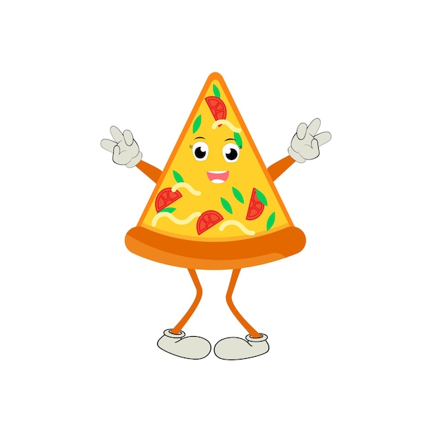 Pizza Cartoon Character modern vector template set of mascot illustrations Food Object Icon