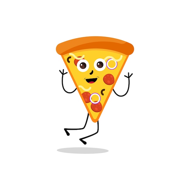 Vettore pizza cartoon character moderno set di modelli vettoriali di illustrazioni mascotte icona oggetto alimentare