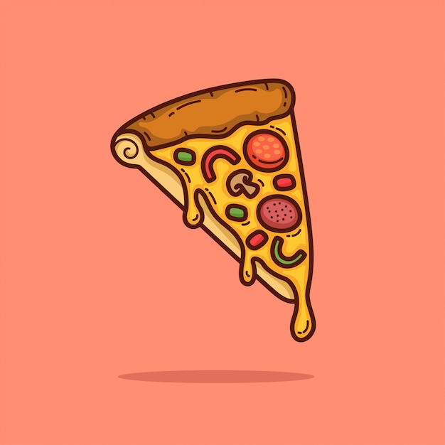 Vector pizza cartoon doodle   illustration