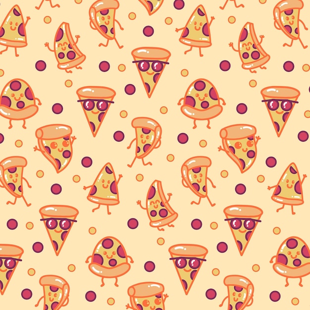 Pizza Cartoon Patroon Achtergrond