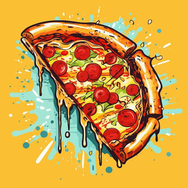 Vector pizza cartoon pizza icon slice