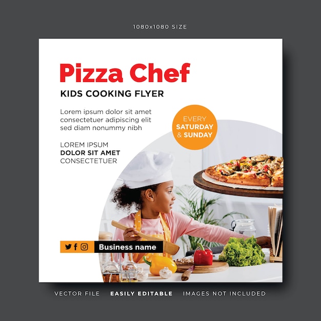Vector pizza chef social media banner