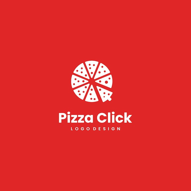 Pizza click logo pizza cursor logo pizza online logo design concept