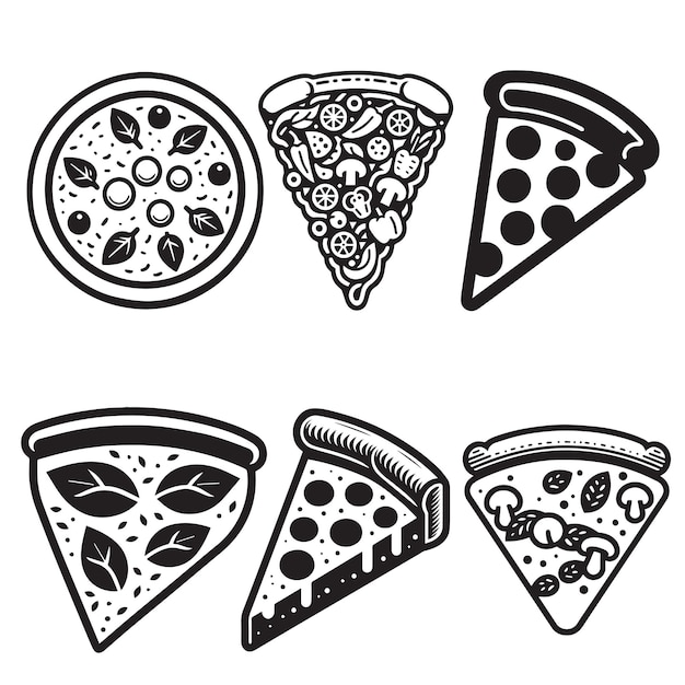 Vector pizza clipart illustration bundle