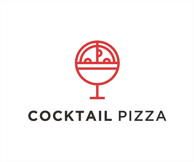 pizza cocktail logo design vector illustration