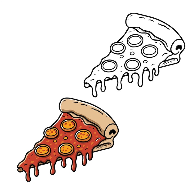 Окрашивающая страница векторная иллюстрация пиццы