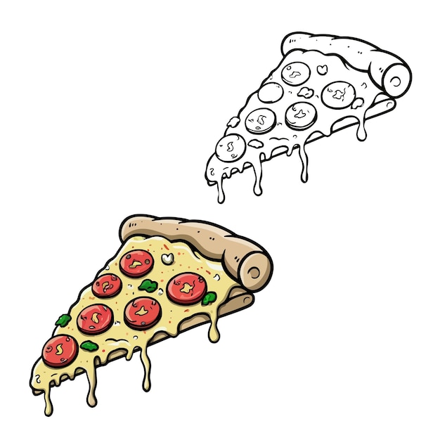 pizza coloring page vector illustration