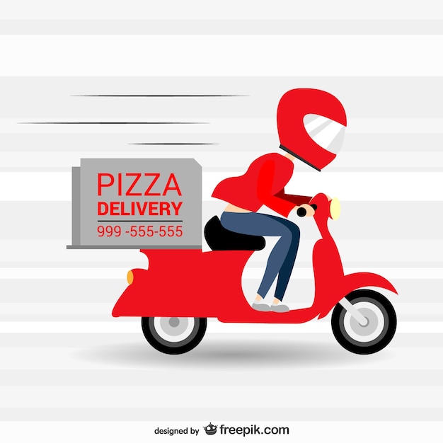 Vector pizza delivery in a motorbike