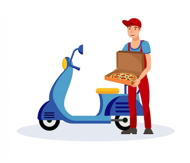 Pizza delivery service flat vector illustration