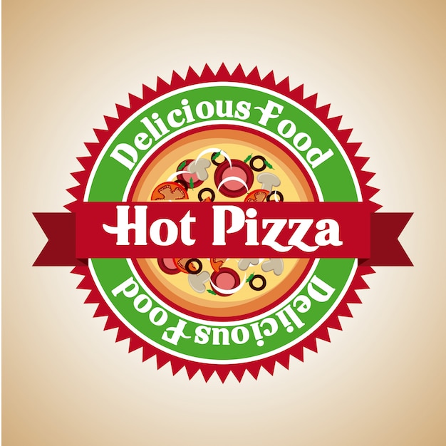 Vector pizza design over vintage background vector illustration