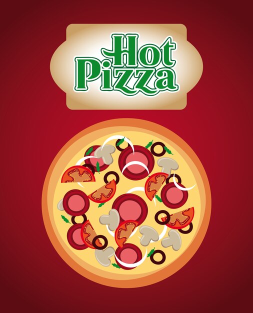 Vector pizza design over vintage background vector illustration