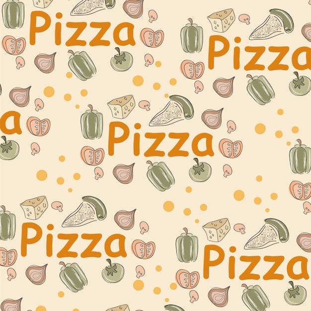 Pizza doodle achtergrond perfect voor inpakpapier