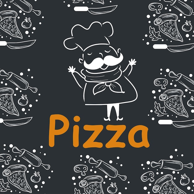 Priorità bassa di doodle di pizza perfetta per la carta da imballaggio