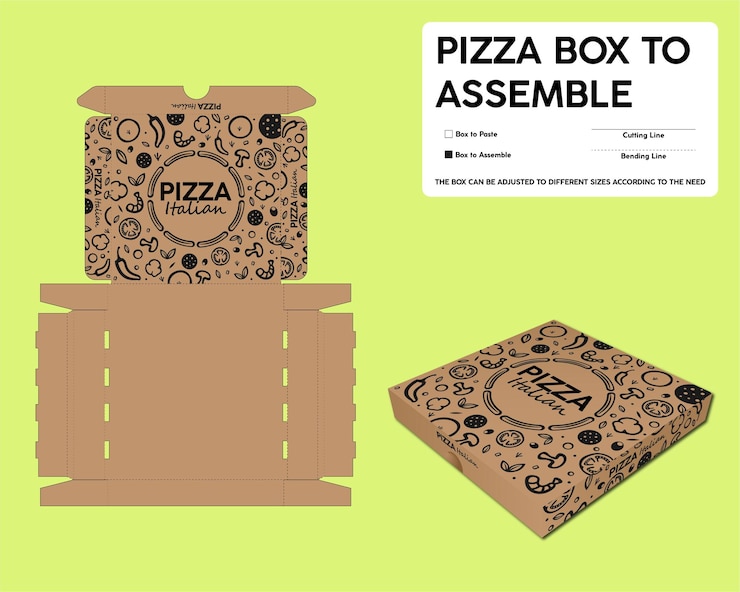Vector pizza doos te monteren