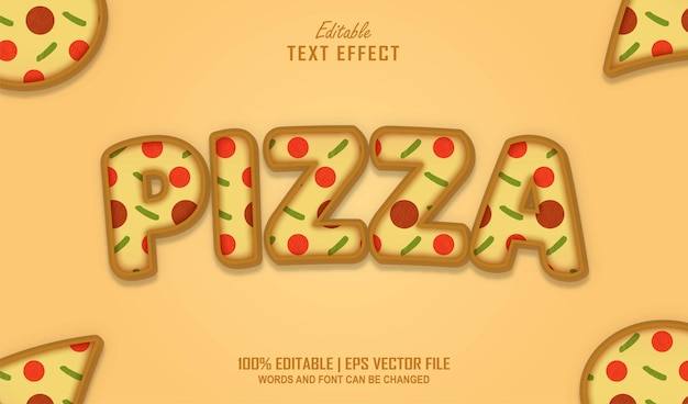 Vettore stile effetto testo modificabile pizza