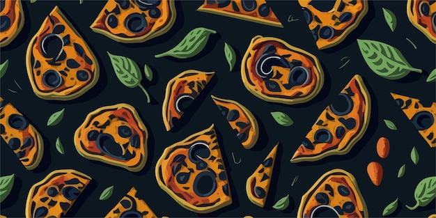 Vettore pizza extravaganza colorosa pizza modello vectoriale carta da parati