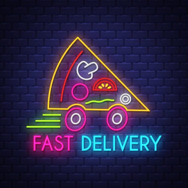 Pizza fast delivery neon sign