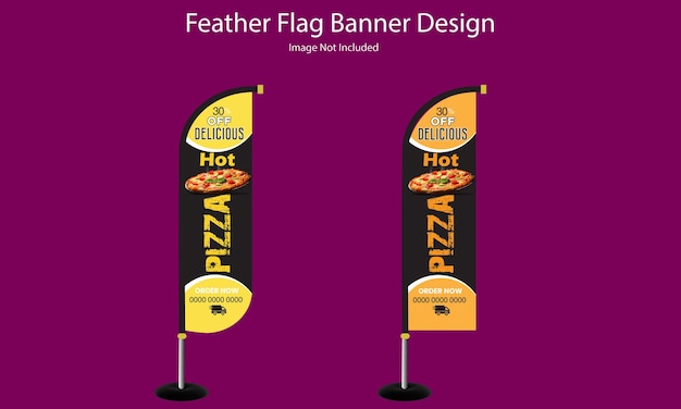 Vector pizza feather wave flag for cafes or restaurants