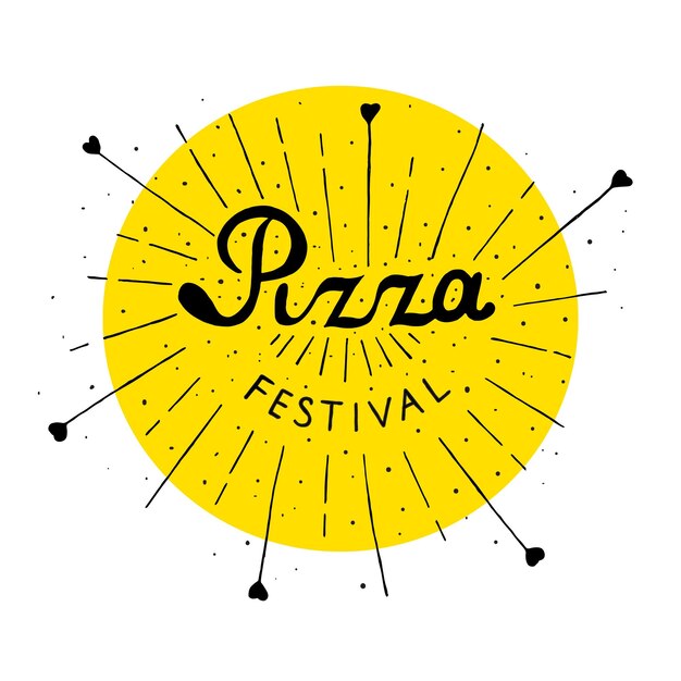 Pizza Fest belettering hand getrokken