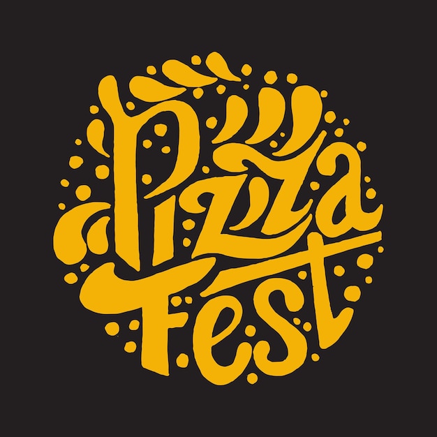 Pizza Fest lettering on black background