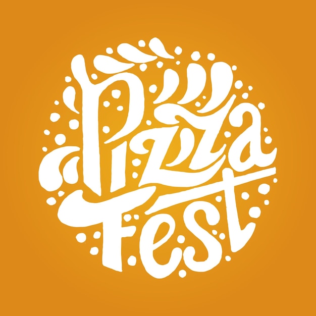 Pizza Fest letteringHand getrokken belettering achtergrond Ink illustratie