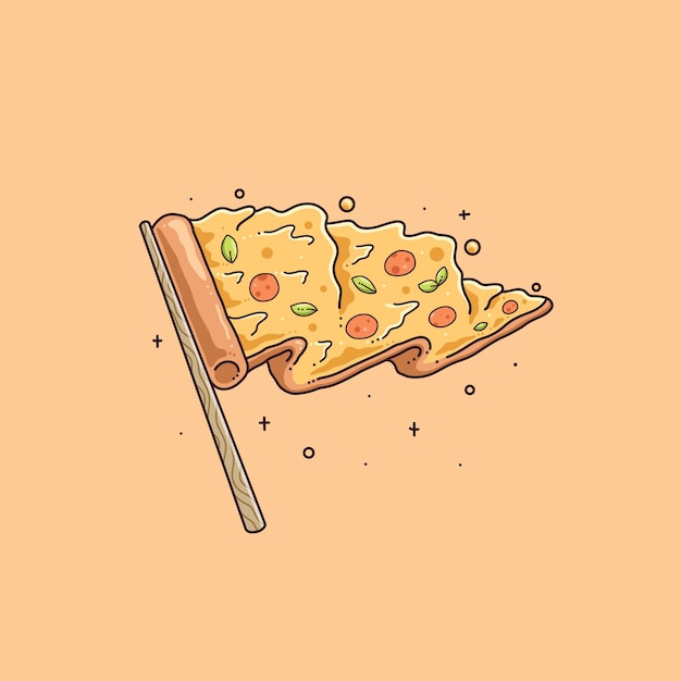 Pizza flag cute illustration design