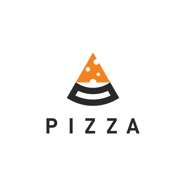 Vettore disegno del logo dell'illustrazione piatta della pizza