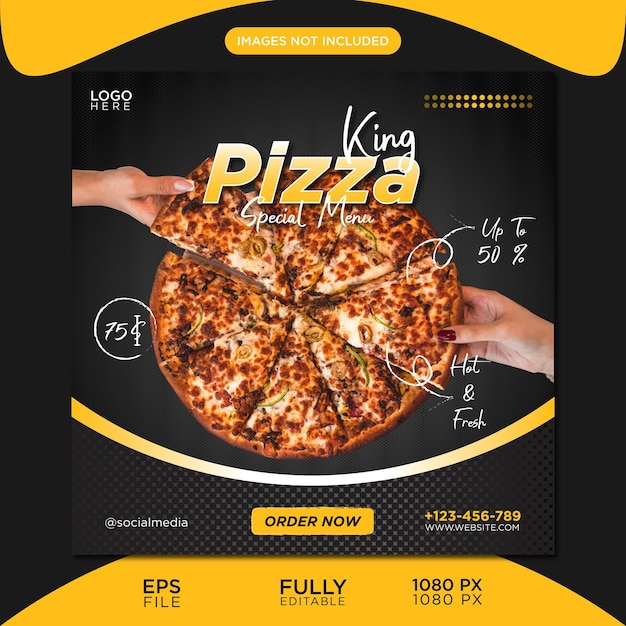 Vector pizza food design template for social media post collection