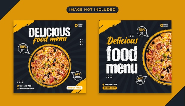 Pizza food menu social media banner post template