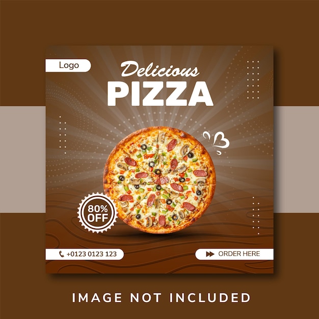 Banner di vendita di cibo per pizza per post sui social media