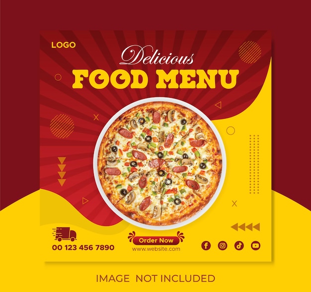 Pizza food social media banner design instagram post design template