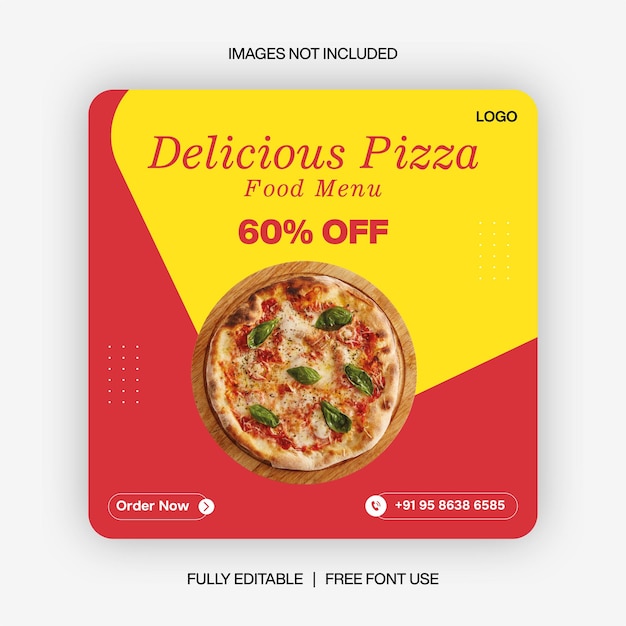 Progettazione del modello di post banner per i social media di pizza food