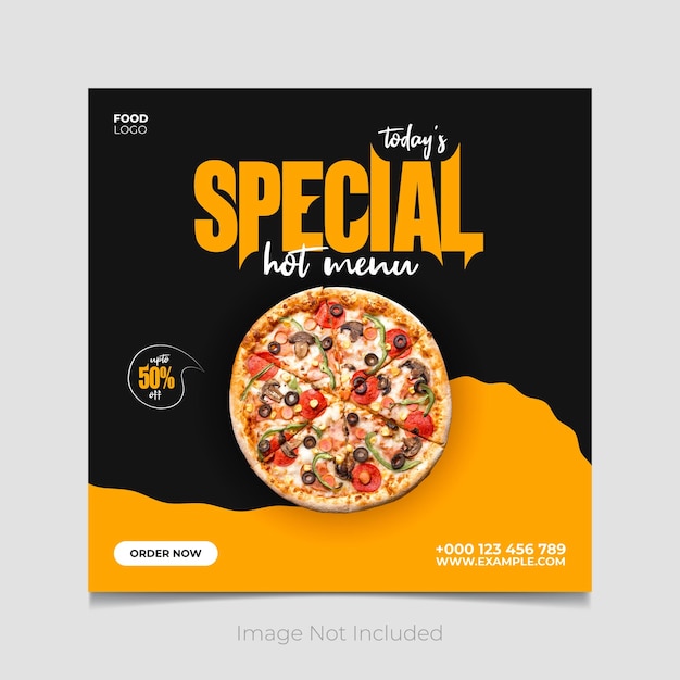 Vector pizza food social media post design vector template