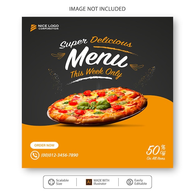 Pizza food social media template