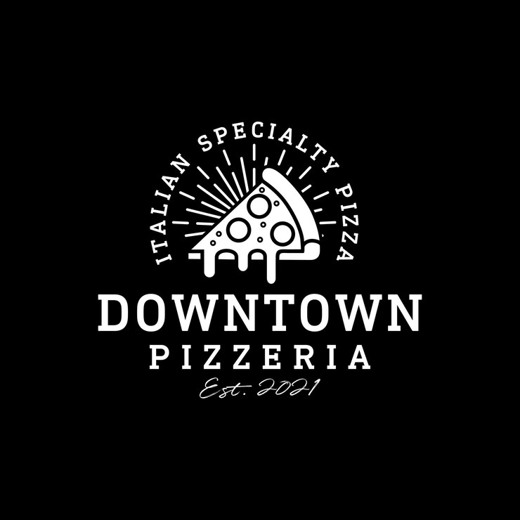 Pizza gesneden logo voor pizzeria