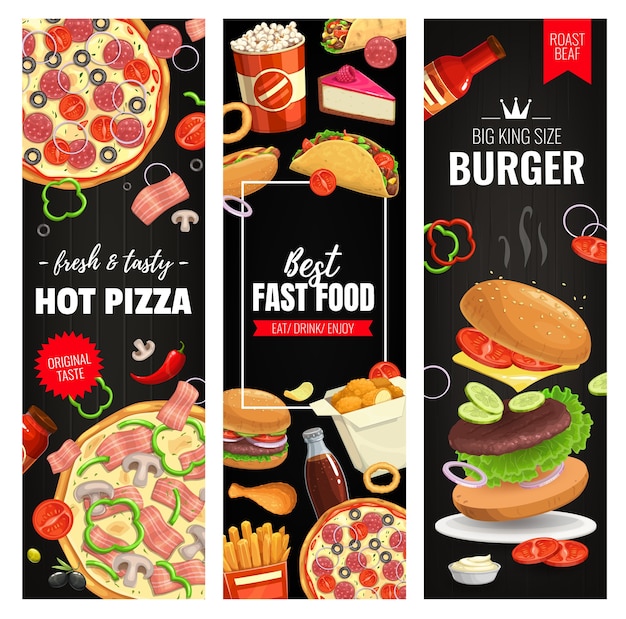 Pizza, hamburger en snackbanners