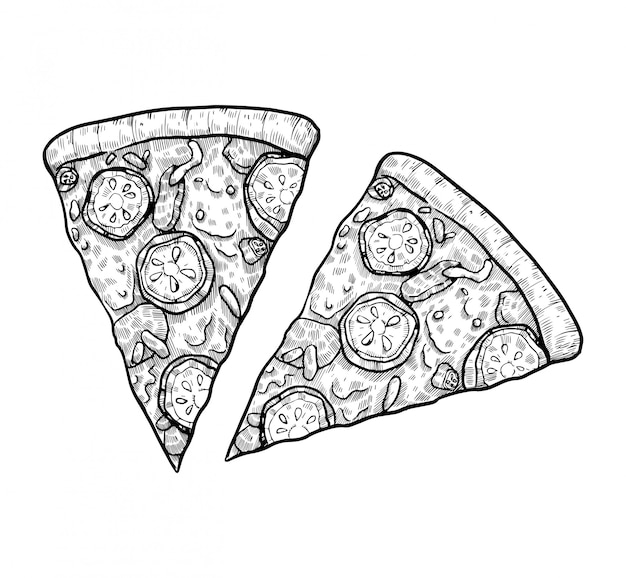 Вектор Пицца нарисованная вручную