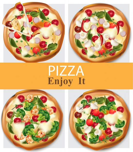 Pizza healthy food realistic vector