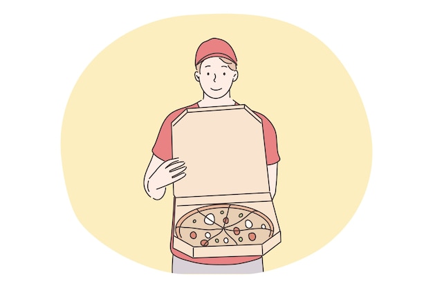 Pizza, home food delivery concept.