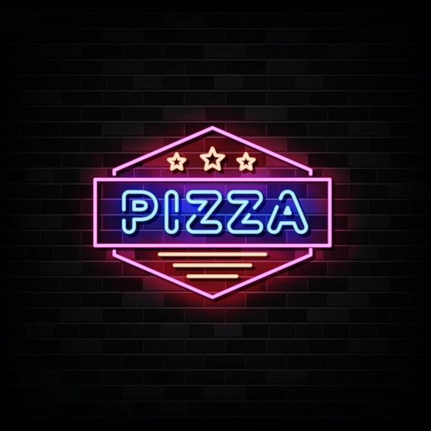 Pizza House neonreclames. Ontwerpsjabloon Neon stijl