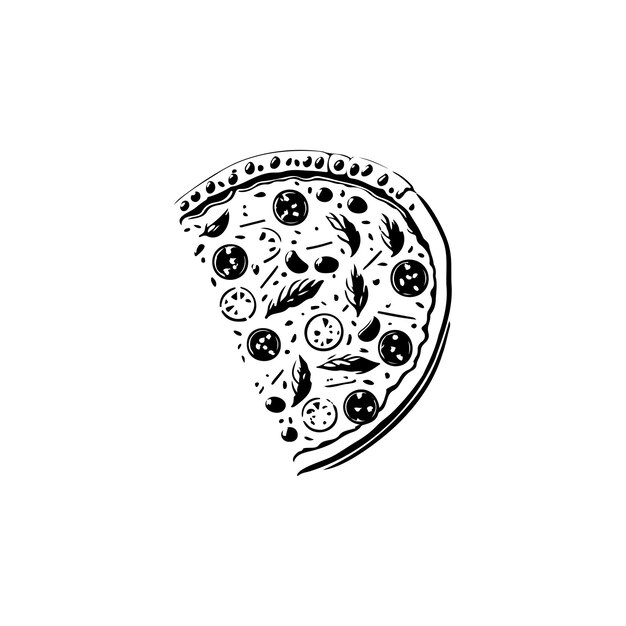 Пицца Икона рука нарисовать черный цвет благодарения логотип векторный элемент и символ идеален