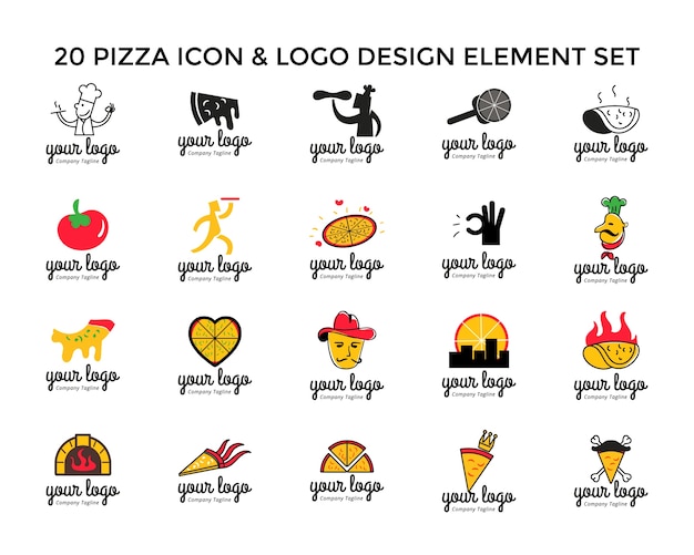 Pizza icon logo design set