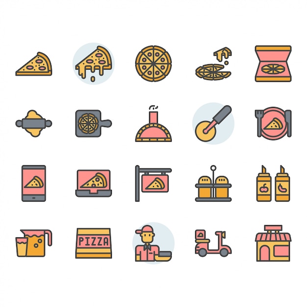 Pizza icon and symbol set