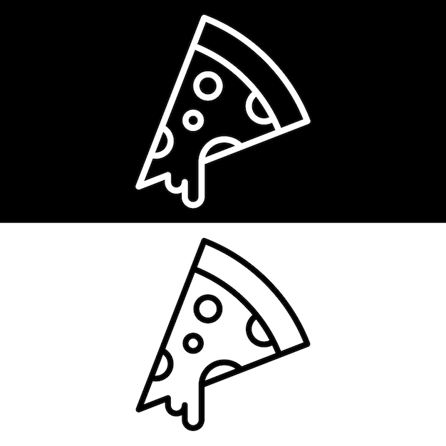 Pizza Icon Vector Black and White