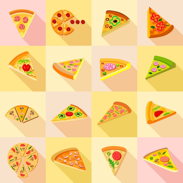 Vector pizza icons set.