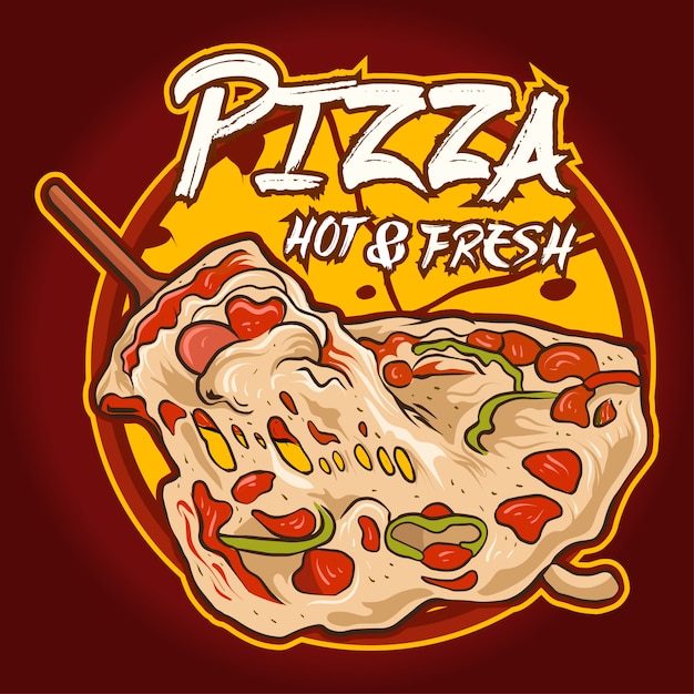 Pizza Illustration Logo With Text 