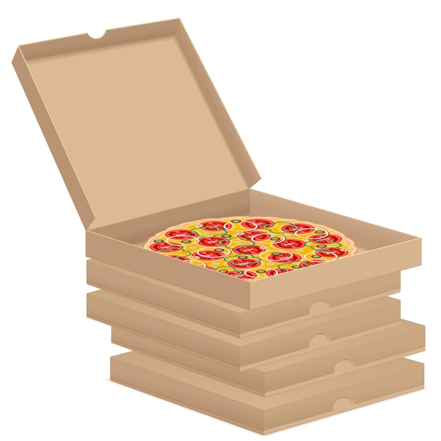 ベクトル ボックス内のピザ