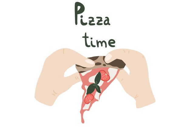 Pizza in handen hand getrokken set vector iconen Vector illustratie