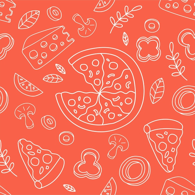 Pizza ingrediënten naadloze patroon achtergrond