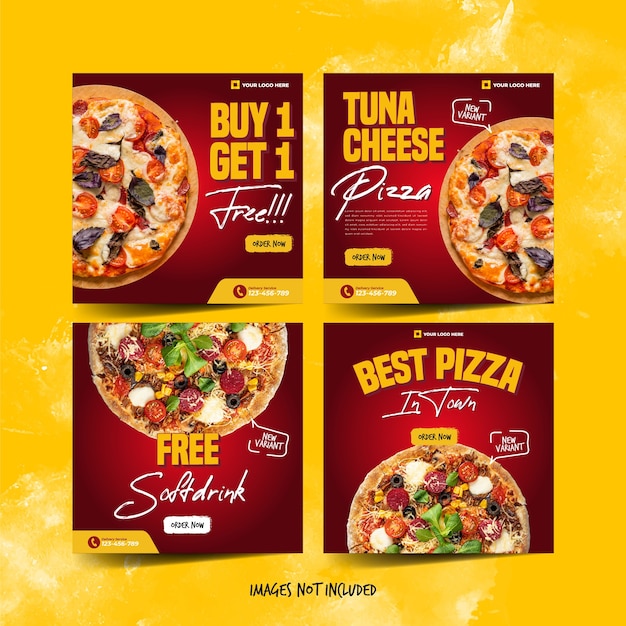 Vector pizza instagram-sjabloon voor advertenties op sociale media